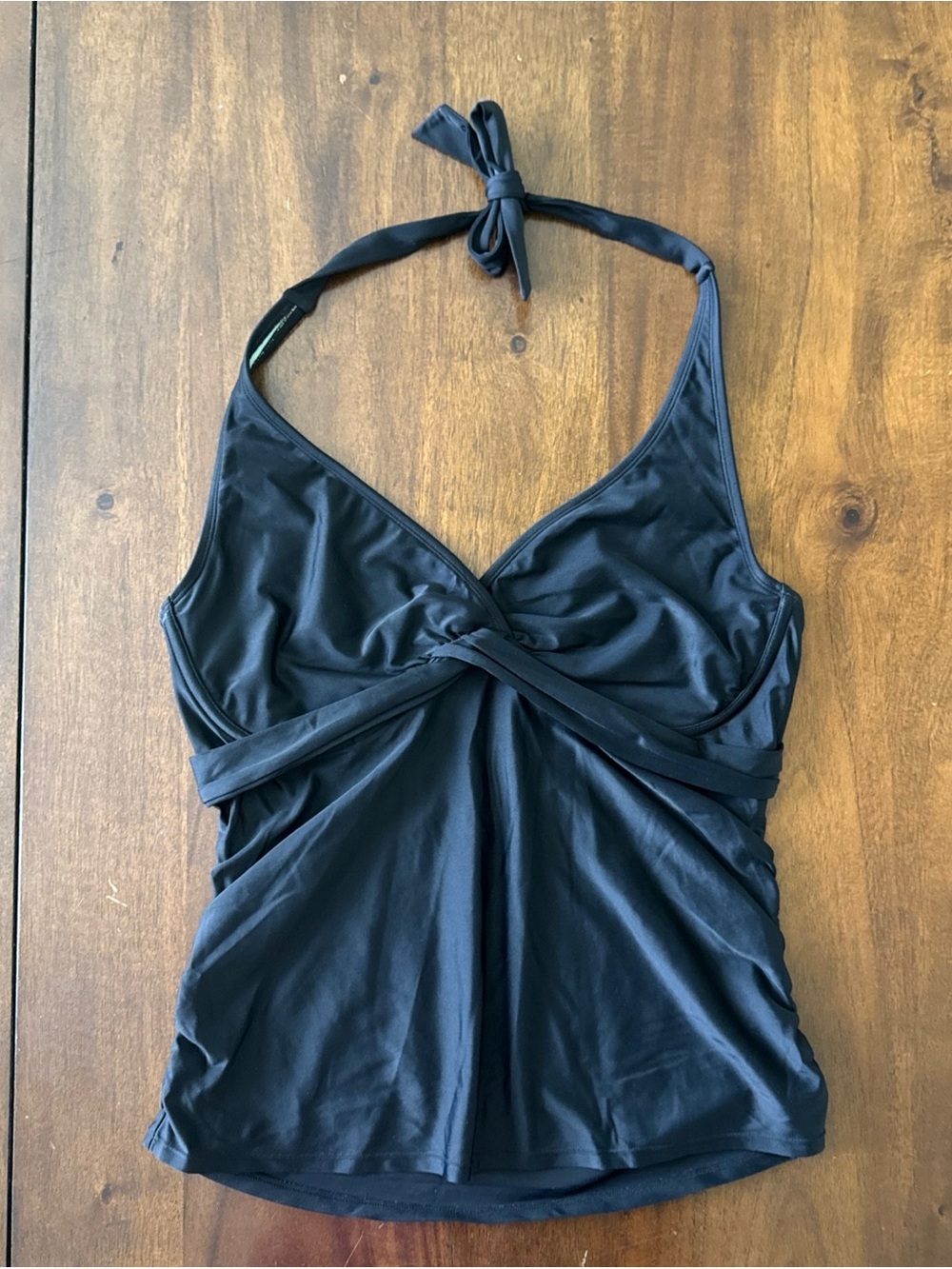 Athleta Twist Black Halter Tankini Top Underwire 38D / DD Swim Bathing Suit Top - Picture 2 of 10